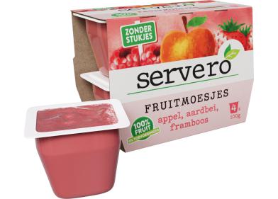 Servero Fruitmoesje Appel, Aardbei, Framboos